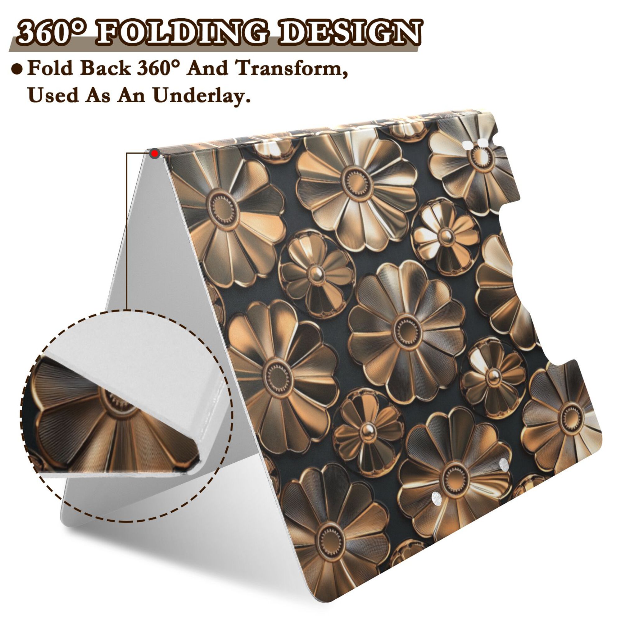 FORMRS A4 Clipboard Folder with Pen Holder Horizontal Foldable School Office Binder, Metallic Flower