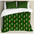 thumbnail image 1 of Gnome Duvet Cover Set King Size, Elves with Dove Birds and Watering Clove Cartoon Style Composition, Decorative 3 Piece Bedding Set with 2 Pillow Shams, Forest Green Ruby Vermilion, by Ambesonne, 1 of 3