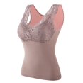 thumbnail image 4 of Sleeveless Thermal Fleece Tank Top For Women V Neck Lace Camisole Warm Base Layer Cami Vest Underwear Tops With Chest Pads Pink Free size, 4 of 8
