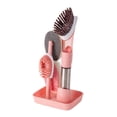 thumbnail image 1 of Cepillo de limpieza de cocina 4 en 1: incluye dispensador de jabón y cepillo para ollas y cuencos. Rosado, 1 of 9