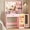 33.5"W-Pink, variant on Fanral Makeup Vanity Desk With Mirror And Lights,Glass Top Bedroom Vanity With Jewelry Organizer Cabinet & Charging Station & Hidden Compartment,White Vanity