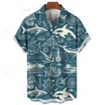 thumbnail image 3 of Camisa hawaiana retro unisex para hombre, camisa de talla grande, camisa retro con estampado 3D de velero y brújula marina, camisetas holgadas de manga corta para hombre, 3 of 5