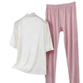 thumbnail image 5 of ylioge M-5X Plus Size Womens Modal-Pajama Sets 2 Piece Outfits Ladies Casual Solid Color Short Sleeve Tops Straight Leg Pants Loungewear Pajamas Set, 5 of 5