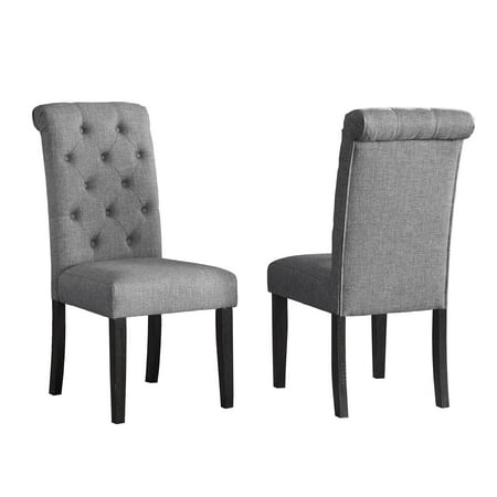 Roundhill Furniture Leviton Dining Chair Set of 2 Gray