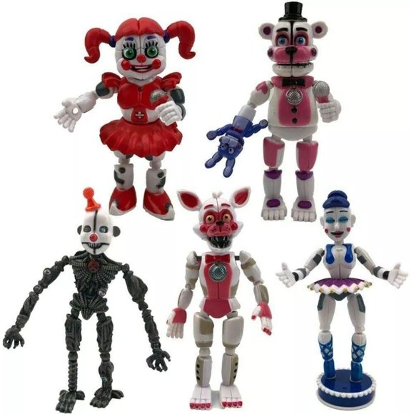 5 Pcs / Ensemble Five Nights at Freddy's Game Figurine FNaF Funtime Freddy Foxy Sister Location Éclair Figurines d'Action Mobiles Cadeau Jouets