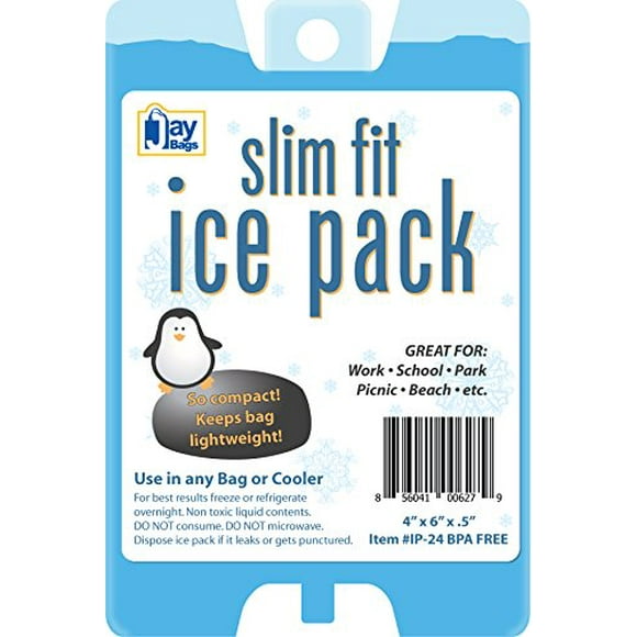 Jay Bags Slim Fit Ice Pack for Coolers, Lunch Boxes, and Lunch Bags, Reusable, Size 4" x 6" x .5" Inches, 1 Pack