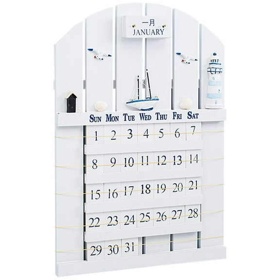 LOLIPPYY 1 Set Farmhouse Style Wooden Perpetual Calendar with Decorative Shape for Home or Office