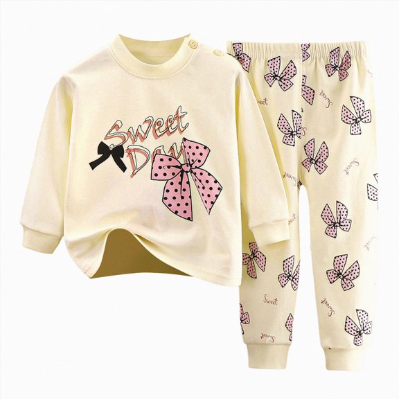 Nwiuh Toddler Baby Boys Girls Sung Fit Sleepwear Pajamas 2pcs Pjs Set (Beige, 1-2 Years)