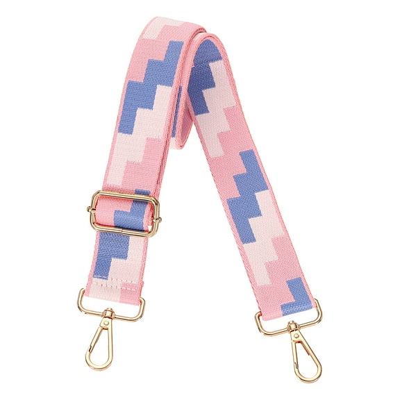 Purse Straps Replacement Crossbody, 1.5 Inch Wide Shoulder Bag Strapwith Light Gold Buckle, Pink Blocks