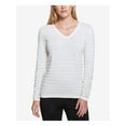 thumbnail image 1 of Tommy Hilfiger Womens Striped Metallic Knit Sweater, White, Large, 1 of 1