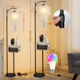 thumbnail image 5 of Arc Floor Lamp with Table and Shelves,Crystal Floor Lamps for Living Room,Dimmable Elegant Modern LED Floor Standing Lamp with Remote Control & 10 Colors,Black Adjustable Tall Lamp For Bedroom Corner, 5 of 7