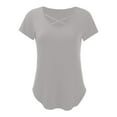 thumbnail image 5 of Cqxid525 Basic Tees Womens Summer Tops V Neck Short Sleeve Basic Plain Tee T Shirt Xl Grey, 5 of 5