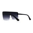 thumbnail image 2 of Flat Top Half Rim Oversize Shield 80s Fashion Sunglasses Black Smoke, 2 of 4