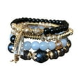 thumbnail image 2 of Eosunjian 5 Pcs Women Bracelets Faux Crystal Smooth Multi Pendant Jewelry Retro Bohemian Style with Elastic Cord Multi-layered Stackable Bracelet Set Lake Blue, 2 of 13