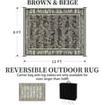 thumbnail image 2 of Outdoor Rug with Led Strip Lights RV Camping Mat and Patio Rug for Deck Balcony Porch Backyard Beach Picnic Outdoor Carpet Striped Pattern Modern Slip Plastic Straw x & Bei, 2 of 6
