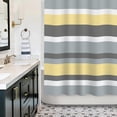 thumbnail image 4 of Yellow Gray Horizontal Stripes Water-Repellent Fabric Shower Curtain with Reinforced Metal Grommets Refreshing Striped Design Bathroom Decor, 4 of 8