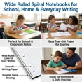 thumbnail image 2 of Trailmaker Bulk Notebooks (50 Pack), One Subject Notebooks Wide Ruled, 140 Pages (70 Sheets),Spiral Bulk Notebooks for Kids, School Supplies, Journaling, Note Taking, Students, and Work, 2 of 12