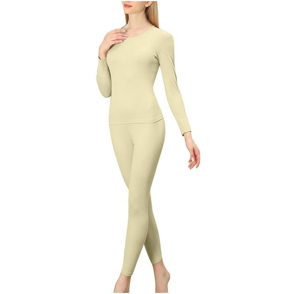 STETMN Women's Thermal Pajama Set Winter Long Sleeve Tight Top Slim Comfy Pant Nightwear Outfit