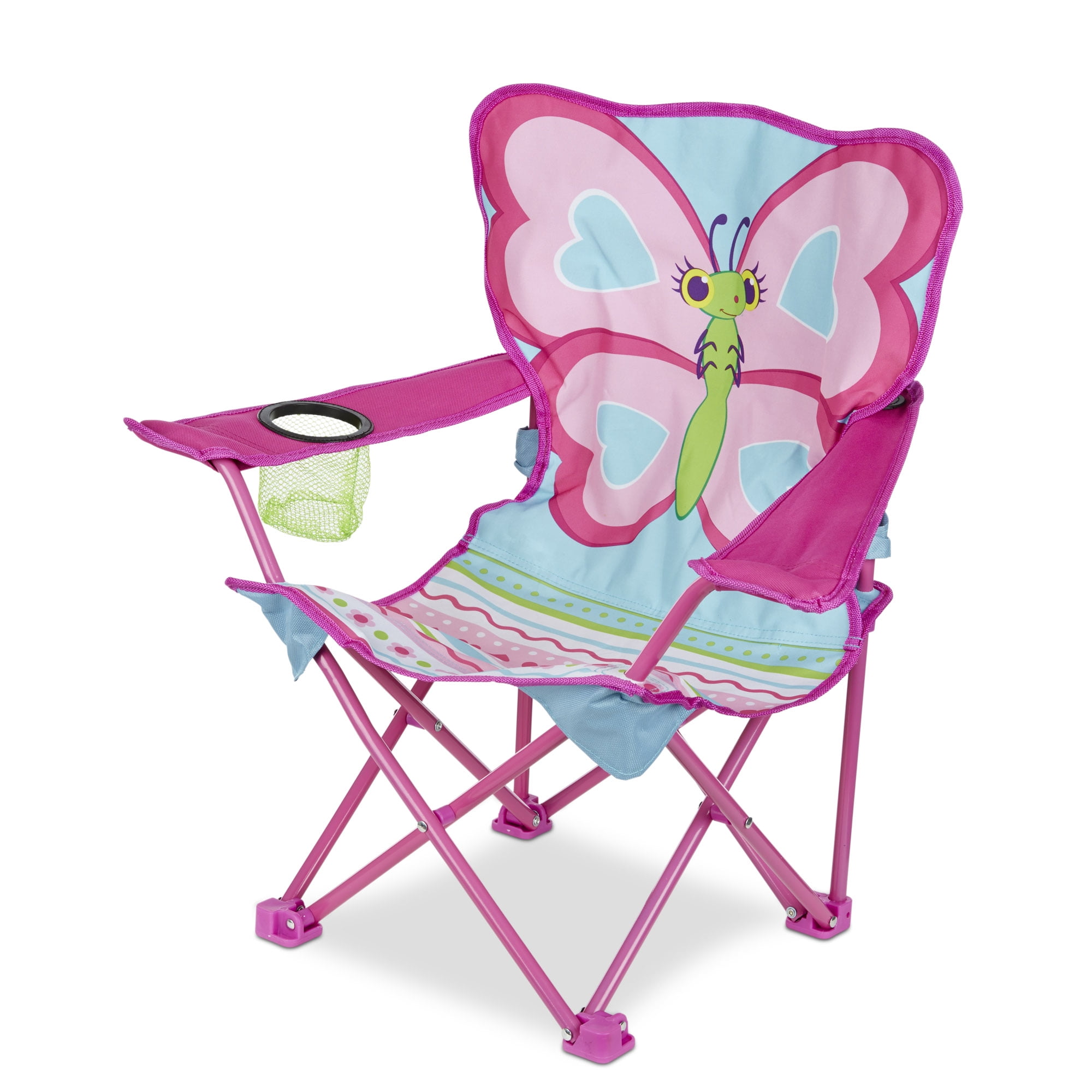 Kids Beach Chair Cutie Pie Butterfly Folding Outdoor Melissa & Doug Camp Pink 