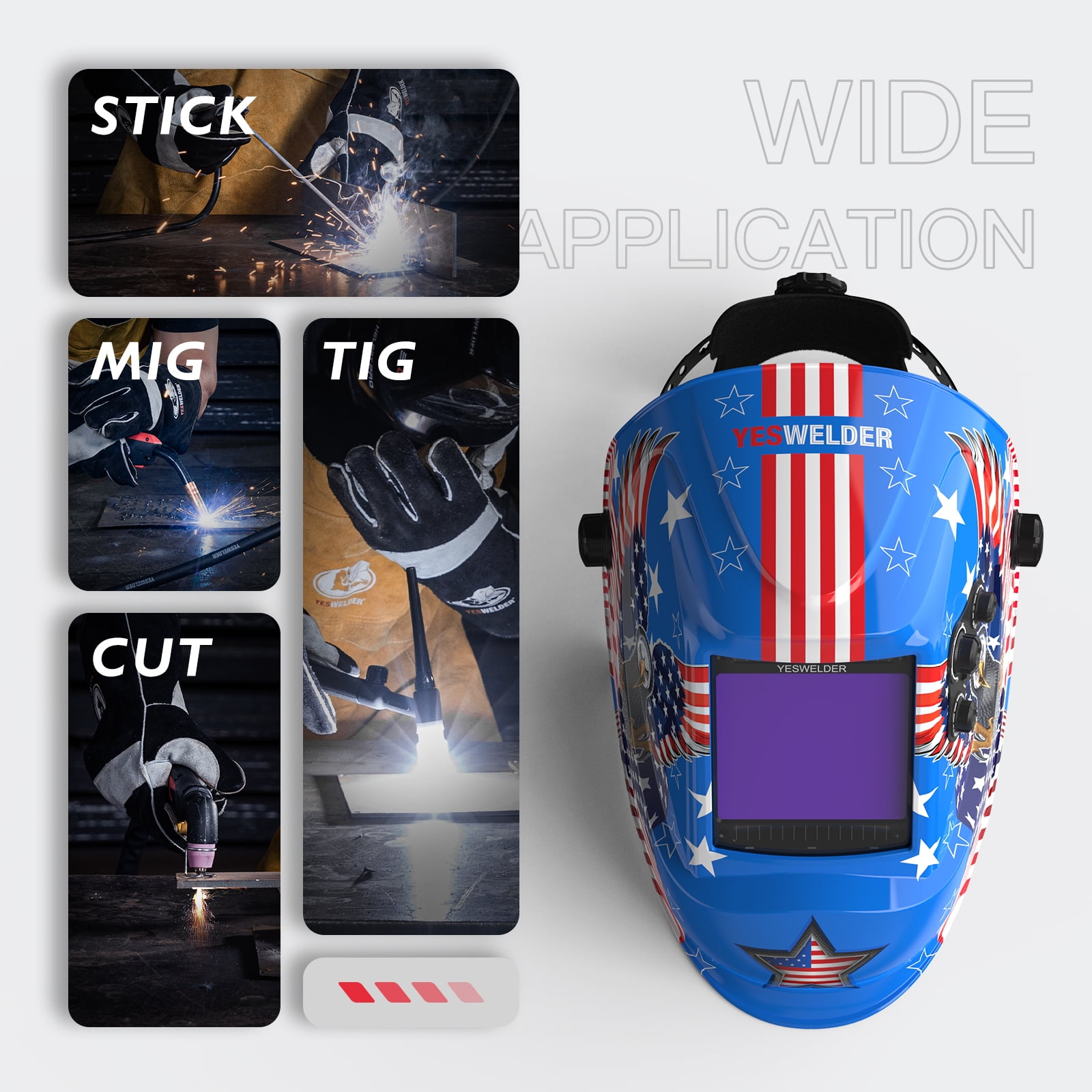 YesWelder Welding Helmet, Large View True Color Auto Darkening Welding Mask, for Tig/Mig/Stick/Cut/Grind
