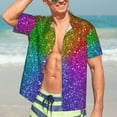 thumbnail image 3 of Haiem Colorful Glitter Printed Hawaiian Shirt for Men - Men’s Casual Beach Summer Shirts - Stretch Fabric with Modern Fit-Small, 3 of 7
