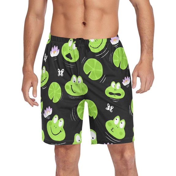 GZHJMY Frog Pajama Pants Short for Men, Lounge Pants Lightweight Men Pajama Bottoms with Drawstring Pockets, Christmas New Year Birthday Gifts, Large