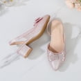 thumbnail image 4 of hoksml Girls Glitter Rhinestone Bow Slingback Heels, Pointed Toe Low Block Heel Dress Shoes for Wedding, Pageant and Birthday Party Occasions, 4 of 6