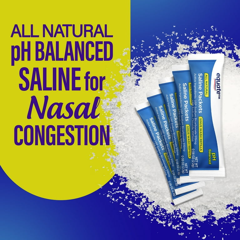 Equate Neti Pot with 50 Saline Packets Nasal Wash System for Sinus Congestion - Blue