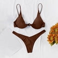 thumbnail image 3 of Women's Sexy Bikini Set Underwire Solid Color Two Piece Swimsuit Bow Tie Details for Beach Vacation Summer Pool Party,Coffee,M, 3 of 6