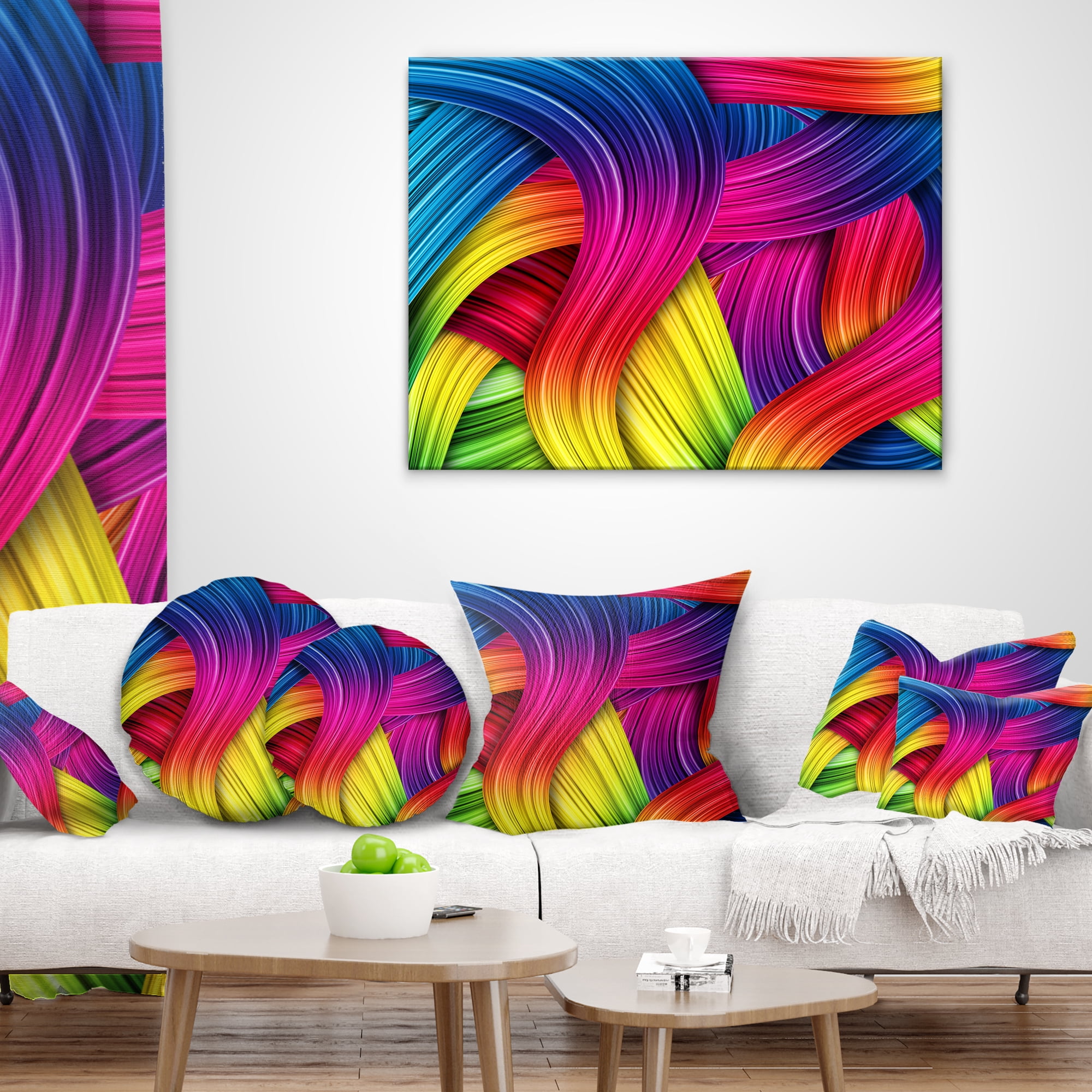 Designart 3D Rainbow Art - Abstract Throw Pillow - 16x16