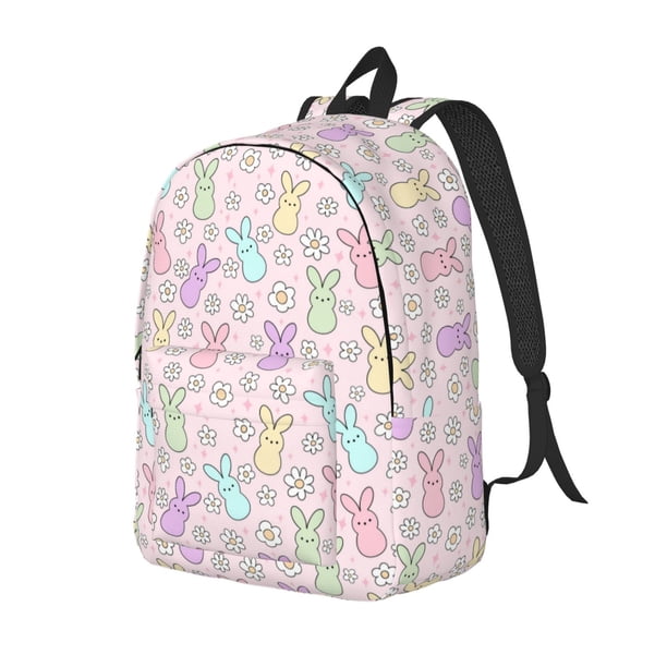 Disketp Colorful Bunny Mochila de Lona Estampada, Mochila Escolar de Viaje Ligera para Estudiantes y Portátil-Small