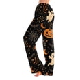thumbnail image 2 of Zydvens Women Halloween Pajama Pants Wide Leg Lounge Wear with Pockets Soft Elastic Waist Drawstring Sleepwear Bottoms Spooky Orange Ghost Doodle Print Costume Cosplay S-3XL, 2 of 7