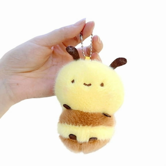 Plush Honeybee Toy Keychain Soft Stuffed Animal Bag Charm Backpack Pendant Accessory Handmade Decoration for Handbag