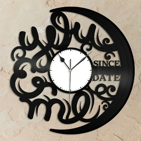 You & Me Since Custom Date Vinyl Wall Clock Souvenir Gift Home Room Decoration Vintage Design Office Bar Room Home Decor