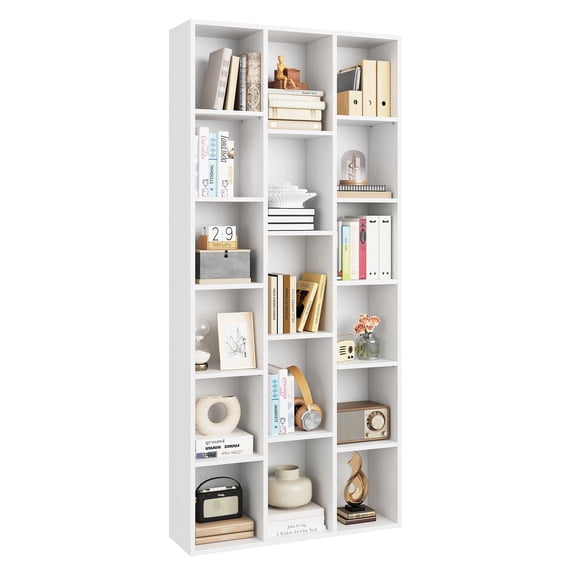 IRONCK 71" Tall Bookcase, 31.5" Wide Bookshelf, Cube Storage Organizer with Adjustable Shelf for Home Office, White