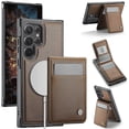thumbnail image 1 of For Samsung Galaxy S22 Ultra 5G Leather Back Cover Compatible with MagSafe JEEHOOD J06 Phone Case wi, 1 of 5