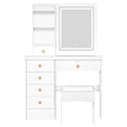 thumbnail image 3 of Vanity Table with Adjustable 3 Color Brightness Adjustment Sliding Lighted Mirror, Dressing Table Set with 6 Drawers And Multi Hidden Storage Shelves, Dorm Home Bedroom Desk with Cushioned Stool, 3 of 8