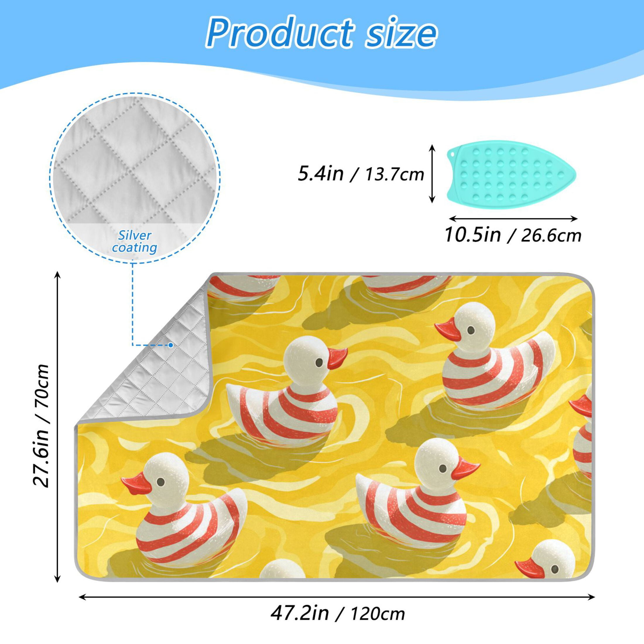 Red Stripes Duckies Swimming Ironing Mat Blanket Portable Travel Ironing Pad Heat Resistant Pad 47.2" x 27.6”