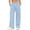 02# Light Blue, variant on Women's Cotton Cargo Pants Elastic Waist Multi-Pockets Adjustable Straight-Leg Summer Casual Work S-3XL