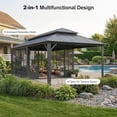thumbnail image 2 of PURPLE LEAF 12 X 24 Outdoor Sunroom Solarium Permanent Hardtop Screened Gazebo Galvanized Steel Double Roof Aluminum Patio Enclosed Lawn Deck Backyard Grey, 2 of 9