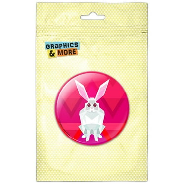 Geometric Rabbit Pink Pinback Button Pin Badge