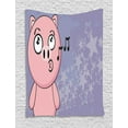 thumbnail image 1 of Pig Tapestry, Singing Farm Animal on a Grunge Background with Star Motifs, Wall Hanging for Bedroom Living Room Dorm Decor, 60"W X 80"L, Dark Ceil Blue Pale Pink Charcoal Grey, by Ambesonne, 1 of 2