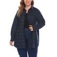 thumbnail image 5 of Zeagoo Womens Plus Size Flannel Plaid Shirt Roll Up Long Sleeve Mid-Long Button Down Shirts Casual Boyfriend Tops, 5 of 6