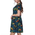 thumbnail image 2 of Rocae Hawaiian Style for Dresses Summer Casual Ruffle Short Sleeve Cute Crew Neck Flowy Dress with Pockets, 2 of 6