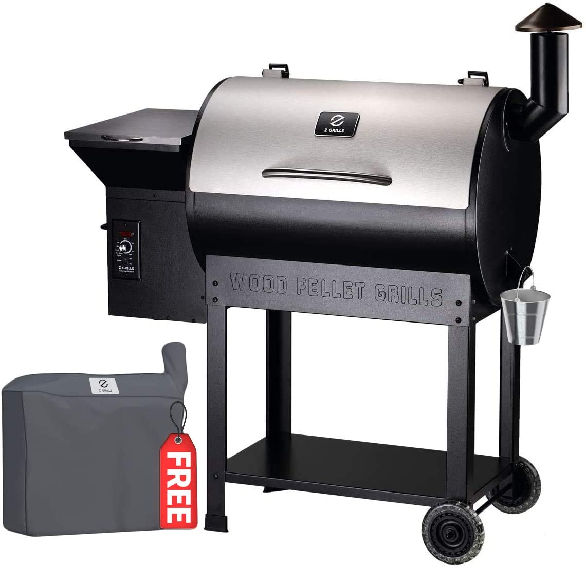 Z GRILLS 7002E Smart Wood Pellet Grill 8 in 1 Outdoor BBQ Smoker 700 SQ Inches Cooking Area Barbecue Grill Stainless and Black - image 1 of 8