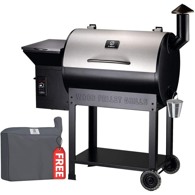 Z GRILLS 7002E Smart Wood Pellet Grill 8 in 1 Outdoor BBQ Smoker 700 SQ Inches Cooking Area Barbecue Grill Stainless and Black