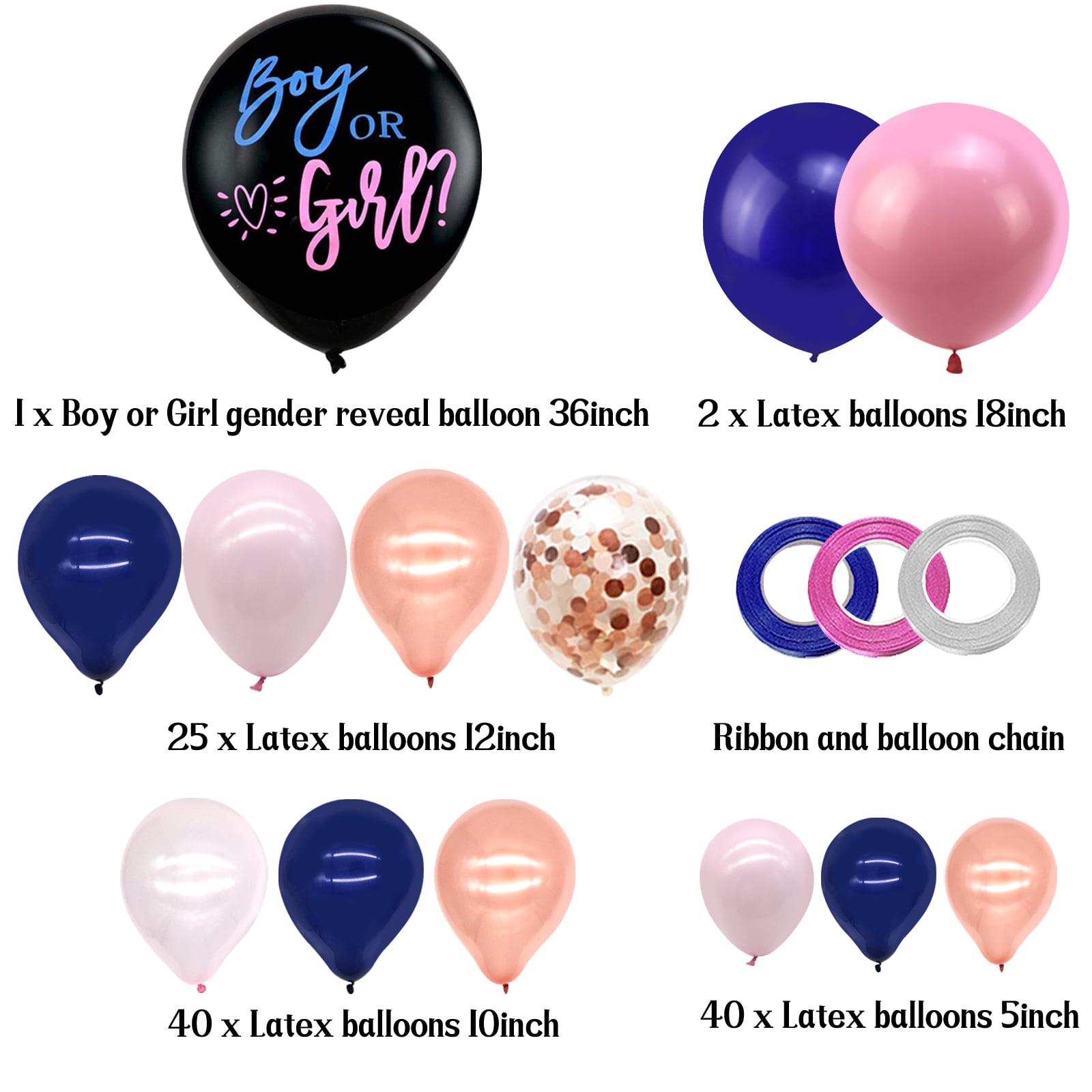 Gender Reveal Balloon Garland Arch Kit - Pink and Navy Blue Gender Reveal Balloon Arch Garland Kit for Baby Girls Party Supplies(Pink and Navy Blue)