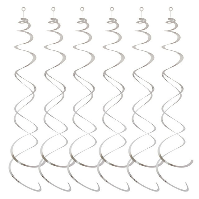 Toystoory Guirnalda colgante de PVC, artesanía exquisita, decorativa, amplia aplicación, colgante en espiral de estrella de cumpleaños, 6 uds. Kits de decoración para fiestas Plata 27.5 pulgadas