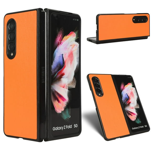 Dteck Filp Case for Samsung Galaxy Z Fold 4,Luxury PU Leather+Soft TPU With Shockproof Case for Samsung Z Fold 4 7.6 inch,Orange