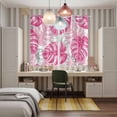 thumbnail image 6 of Curtains 63 Inch Length 2 Panels, Pink Palm Leaf Grommets Window Treatment Curtain, Tropical Vintage Grey Summer Plant Thermal Curtains Drapes for Living Room/Bathroom, 6 of 9